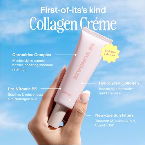 Image of Collagen Glow SPF50 Sunscreen Cream for Face | SPF 50+ PA++++ Sunscreen | Invisible Sun Screen | Broad Spectrum | For Oily & Dry Skin | No White Cast | Men & Women | 50 g