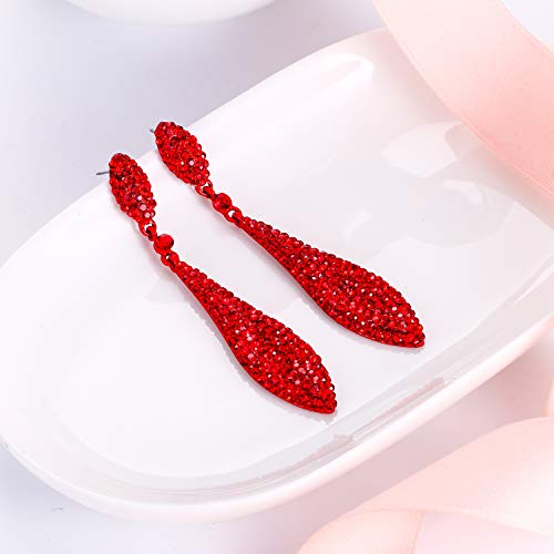 EVER FAITH Women's Austrian Crystal Double Waterdrop Pierced Dangle Earrings3