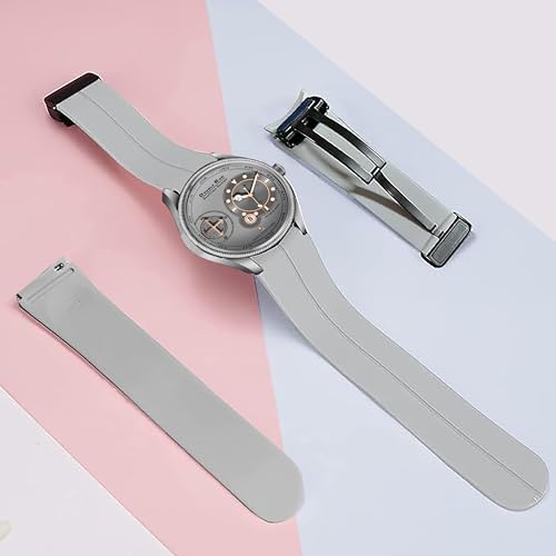 DOUBLERUN Chonograph Date Display Radium Dial Analoge Silicone Magnetic Belt Watch for Men, Series S-180-45, Gray - Image 4