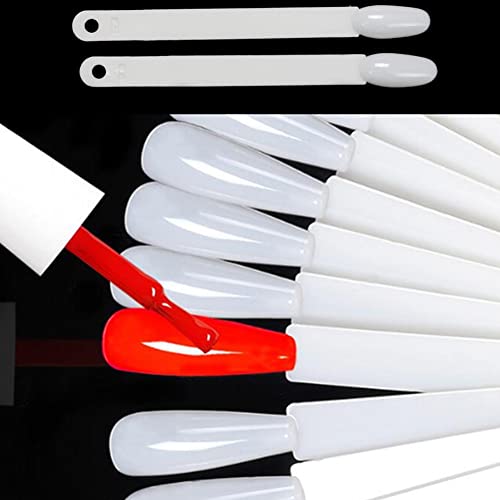 100 Pack Fan Shape False Nail Art Tips Nail Art Swatch Sticks Nail Polish Practice Fingernail Display With Metal Split Ring (Natural Color, Clear Color) #TOP3