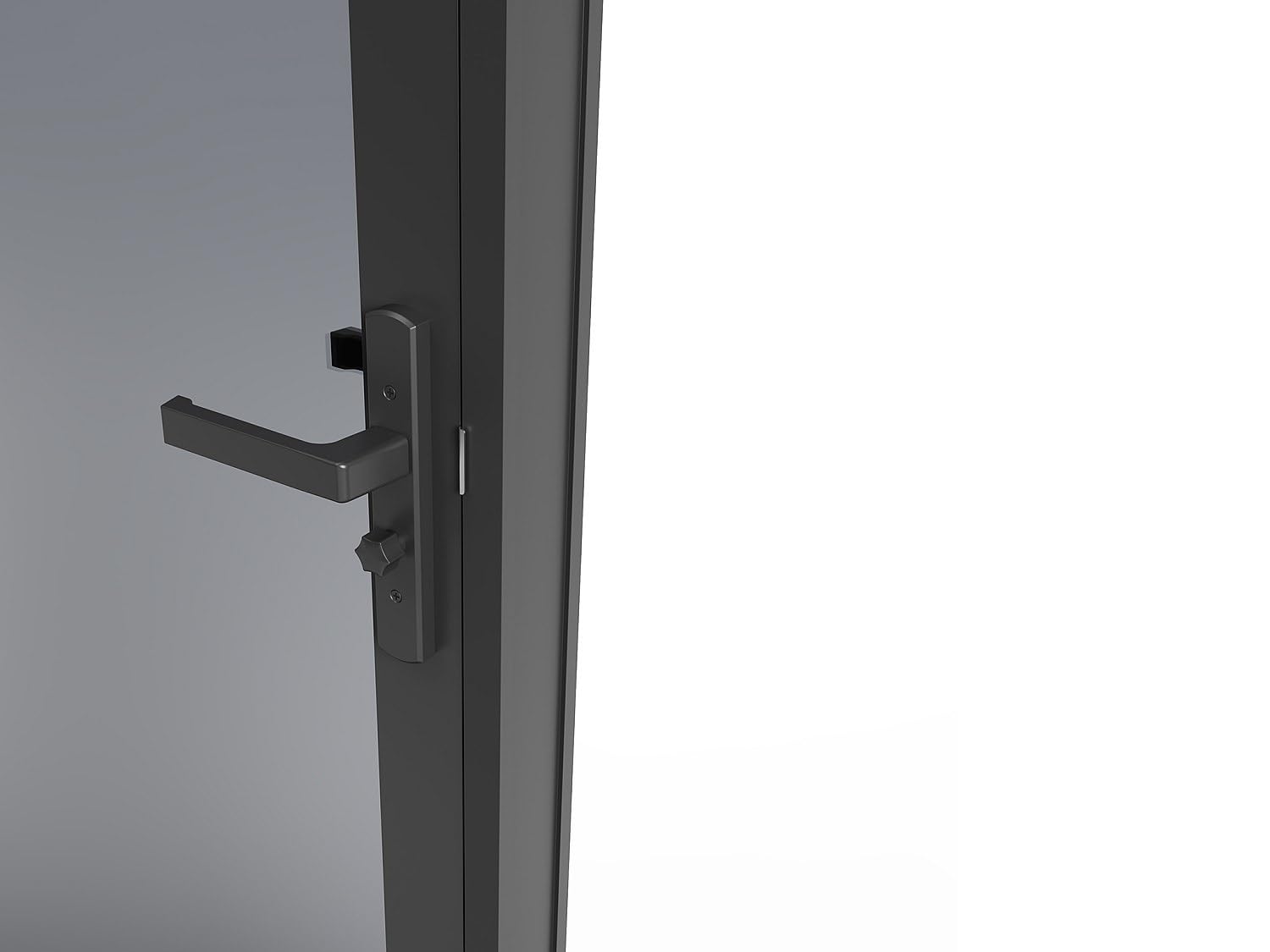 Vente-unique - Puerta con marco Loxton - L 93cm x A 3.5cm x H 204cm - cristal templado - negro