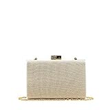 clutch de fiesta MODELISA - Bolso Clutch Fiesta Noche Boda Brillo Asa Cadena Hombro Mujer (Oro)