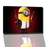minion hitman Bild auf Leinwand -- 120x80 cm fertig gerahmte Kunstdruckbilder als Wandbild - Billiger als Ölbild oder Gemälde - KEIN Poster oder Plakat