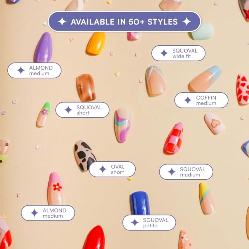 Image of Gush Beauty Press On Nails | Reusable Extensions | Artificial Nails Set | Long Lasting Design | Glue Tabs and nail glue included | Pack of 24 Nails | For women (Siren - Super Short Square) (Blue Taffy Cat Eye)