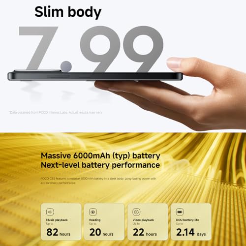 XIAOMI Poco C85 NFC Smartphone 4G 6 GB + 128 GB, Violett, schnell 33 W inklusive, 6000 mAh, Immersives Display 6,9 Zoll, spritzwassergeschützt, IP64, Dual-Kamera IA 50 MP, ohne Aufladen – Bild 5