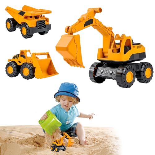 Sandspielzeug Bagger Sandkasten, Sandkasten Kinder Bagger, Bagg er Strandspielzeug Auto, Spielzeug Baufahrzeuge, Baustellen Spielfahrzeug für Kinder, für Sand-kasten, Kinderzimmer, Ab 3+ Jahr (A)