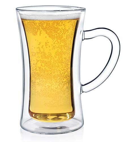 Dragon Glassware Beer Mug, Insulating Double Walled Glass, 13.5-Ounce