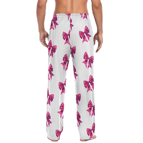 Men's Pajama Pants Rose Red Bows Sleep Pajama Lounge Pant with Pockets, Elastic Waistband2