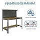 SimonRack Werkbank 400 kg Belastbarkeit, 144,5x91x61 cm, 1 Schublade, Große Arbeitsfläche Arbeitsfläche, Arbeitstisch, Holz-Arbeitsplatte, Grau/Holz - BT3