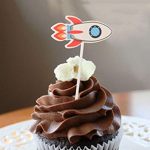 Abaodam Toppers de Cupcake de Astronauta Espacial: 22 Peças de Bolo de Foguete Escolhe Decoração de
