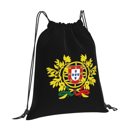 Coat of Arms of Portugal Drawstring Backpack Bag Sport Gym Sackpack for Men Women2