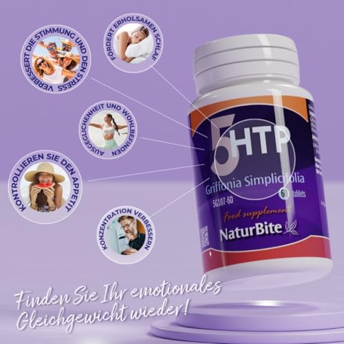 Griffonia Simplicifolia (5-Htp) Naturbite, 120 Tabletten. Fördert die Entspannung und reduziert Stress, hilft die Stimmung. Verbessert den natürlichen Schlaf und die erholsame Ruhe – Bild 5