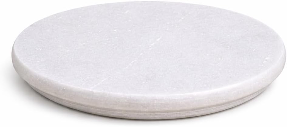 Natural Stone Marble Round Cutting & Serving Board | Marble Chakla for Roti/Chapati Making | Cheese & Serving Tray | 9 Inch