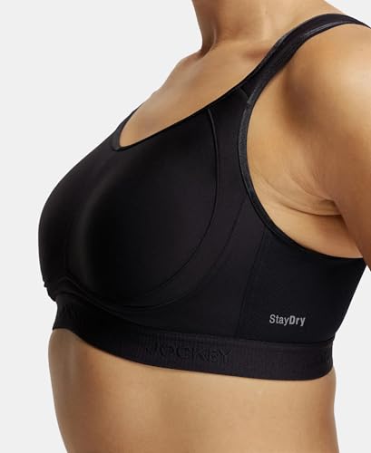 Image of Jockey MI11 Women Wirefree Non Padded Microfiber Elastane Stretch Full Coverage Active Sports Bra with StayDry Treatment