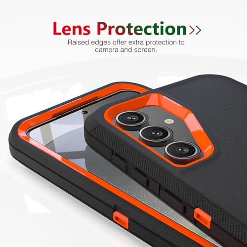 Image of Case for Galaxy S24 Plus, Heavy-Duty Tough Rugged Shockproof Drop Protective Cover Cases for Samsung Galaxy S24 Plus, Black+Orange