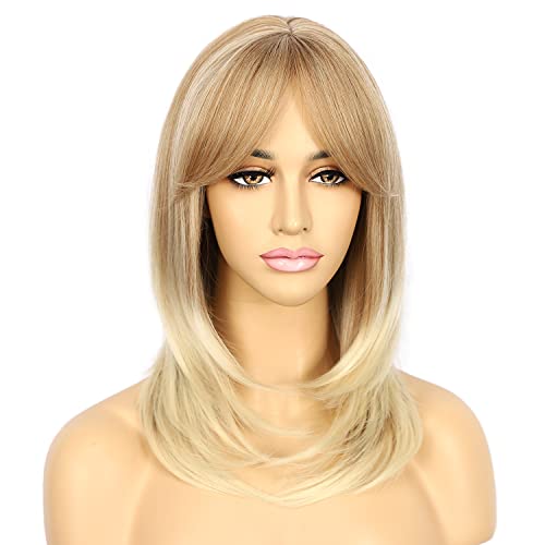 Sapphirewigs Blonde Wigs for Women Bangs Short Blonde Wig Shoulder Length Daily Party Natural Looking Hair - Image 4