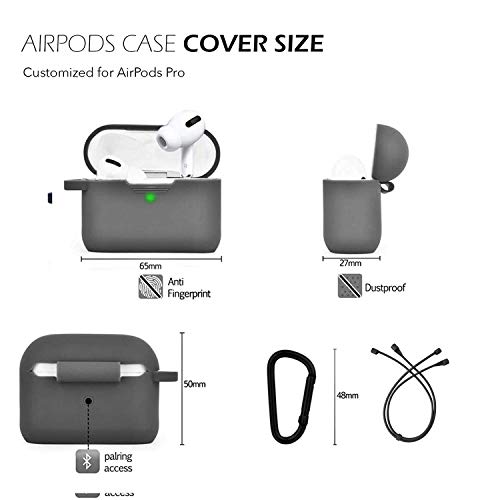 Image of GRIPP Rubon Silicone Case with Carabiner for AirPods Pro (1st Generation), 360 Shock Protection, Precise Cutout, Wireless Charging Support, Durable & Stylish - Charcoal