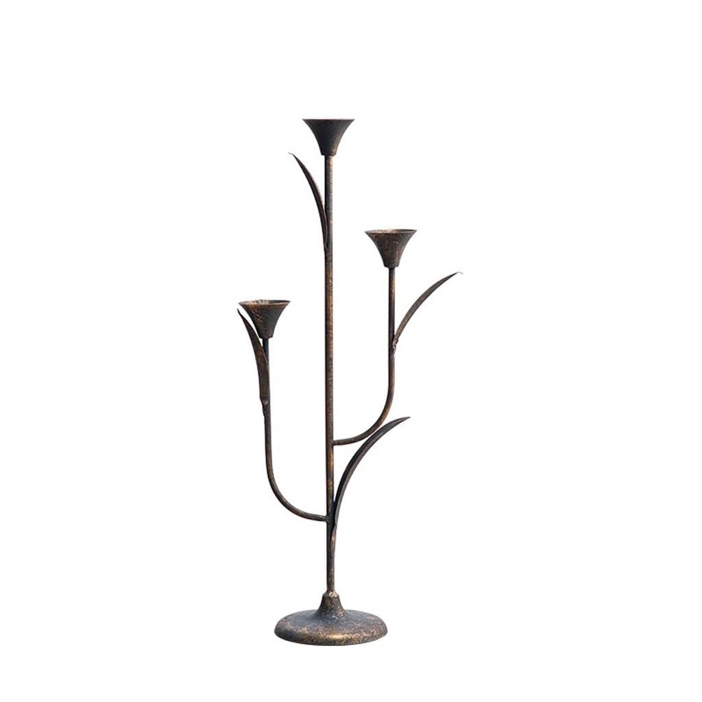 Candle Holder Homestay Old Iron Candlestick Decorations Dining Table Romantic Candlelight Dinner Decorate Candlestick(B)