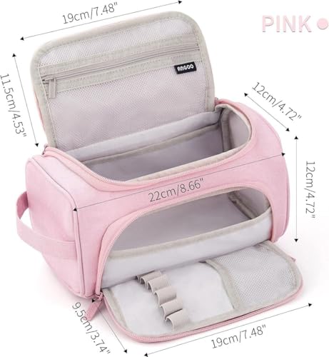 Image of Invite Enterprise Large Capacity Pencil Case High Large Storage Pouch Marker Pen Case Travel Simple Stationery Bag School College Office Organizer for Teens Girls Adults Student (Pink)