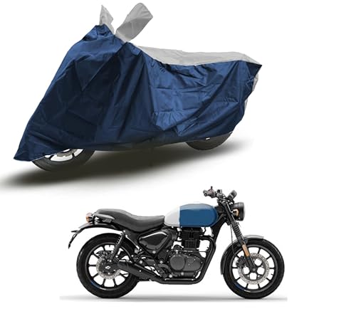 Image of Hunter 350 Two Wheeler Bike Cover Accessories - Dustproof - UV Protection - Premium Bike Cover Blue Silver