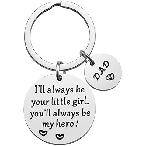 Father’s Day Gift - Dad Gifts from Daughter for Birthday Christmas, I'll Always Be Your Little Girl, You Will Always Be My Hero Keychain, Dad Valentine’s Day Gifts, Father Daughter Gifts Cover