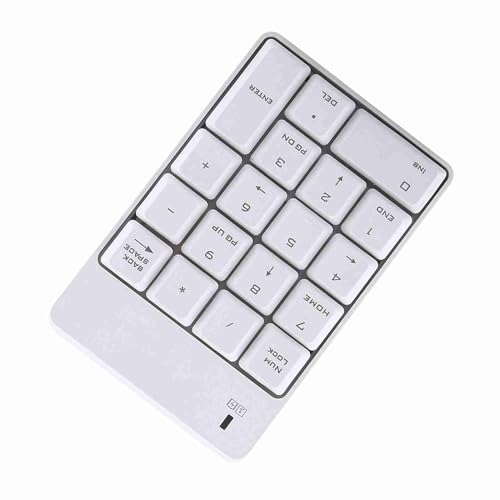 Aumotop Teclado Numérico USB Inalámbrico de 18 Teclas para PC Portátil, Mini Teclado Digital de Conexión sin Cables para Usuarios Portátiles, Blanco (Blanco)