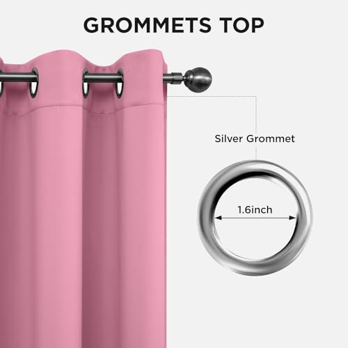 Image of Joydeco Blackout Curtains 84 Inchs Long 42 Wide Black Out Curtains 2 Panels, Thermal Insulated Long Curtain& Drapes Room Darkening Grommet Drapes for Living Bedroom Window (W42 x L84 Inch, Pink)