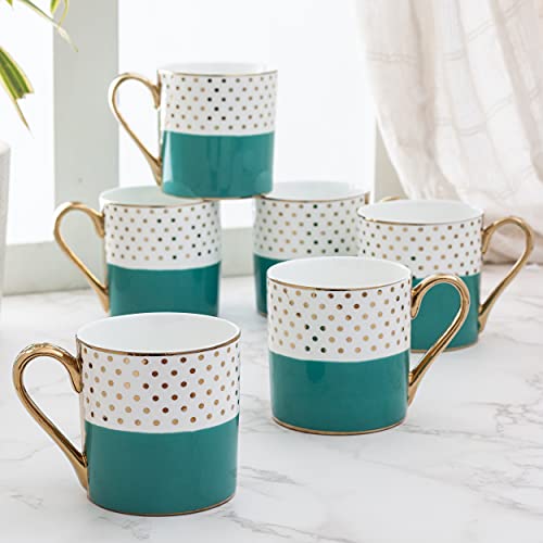 Image of Clay Craft Gold Melon Cup Set of 6-220 ml- Use in Home and Kitchen (CM6-MELON-E804), Tea Cup Set of 6, Mugs for Coffee, Cups Set of 6, Mug Set, Ideal for Gifting, Perfect for Home and Office