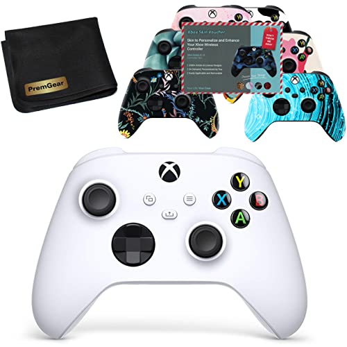 Microsoft Xbox Controller (Robotic White) for Sequence X, Sequence S, Xbox One, Home windows 10, Android & Ios, Bundled with Xbox Controller Pores and skin Voucher & PremGear Cleansing Material