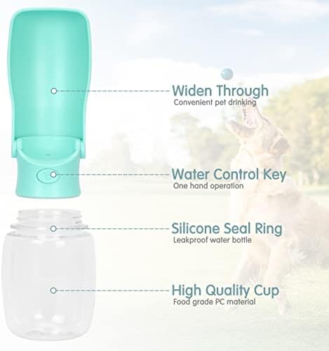WWW Foldable Dog Water Bottle, Portable Pet Water Bottle with Drinking Feeder, Leak Proof Food Grade Plastic Dog Water Dispenser for Outdoor Walking, Hiking, Travel, Blue