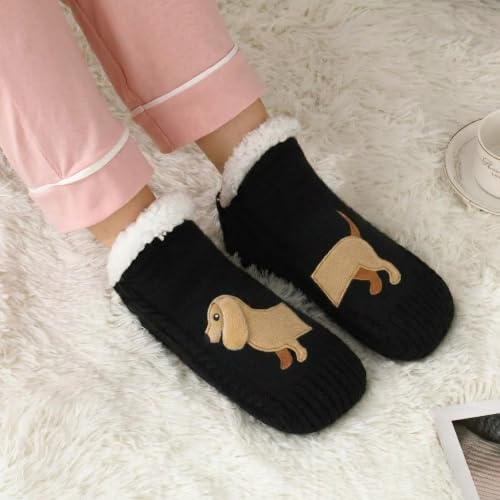 Image of ZYZX Cute Dog Slipper Socks for Women with Grips,Fuzzy Socks Indoor