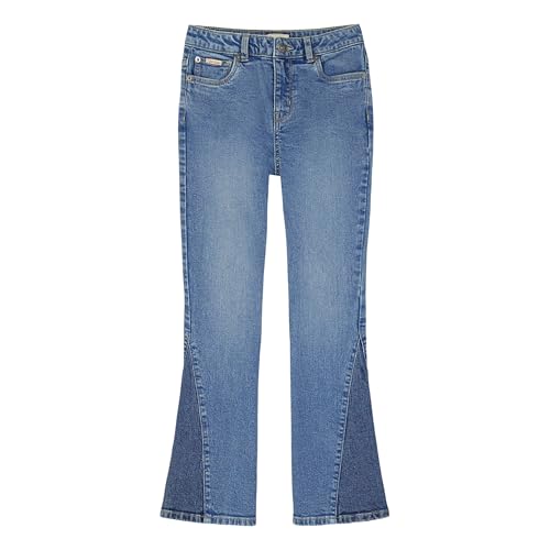 Calvin Klein Girls' 5-Pocket Flared Leg Jean, Zipper Fly & Button Closure, Two-Tone Andrew Wash, 10 - image 1