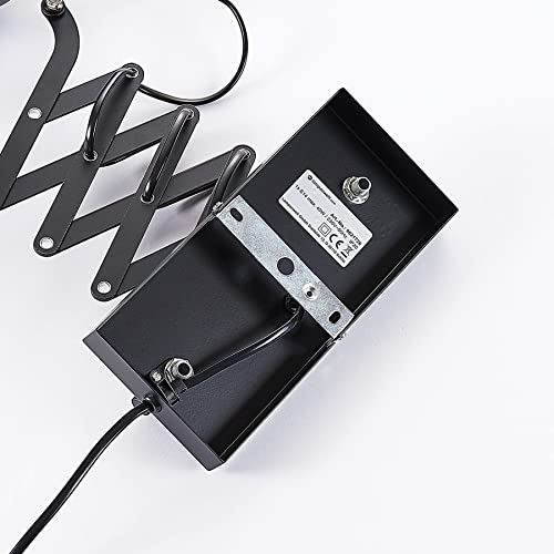 Lindby ausziehbare Wandlampe/Wandleuchte schwarz Metall mit Scherenarm, Leselampe drehbar schwenkbar Nachttischlampe Wand Ziehharmonika Lampe 1 flammig Scherenlampe