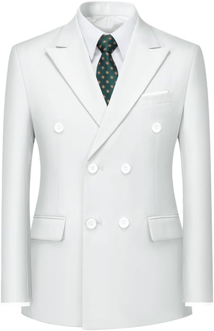 Men's Double Breasted Blazer Slim Fit Formal Sport Coat Jacket for Business Wedding - Image 2