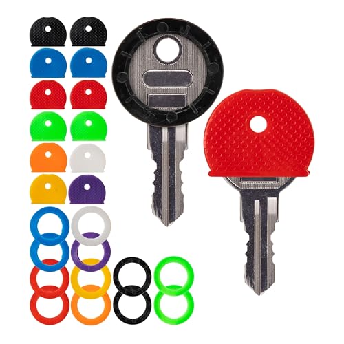 Your Day Mate Llaveros de identificación para cabezas de llaves, 24 piezas, 8 colores, dos formas, para cabezas de llaves redondas y cuadradas de hasta 25 mm de ancho, tapas de llaves para enganchar