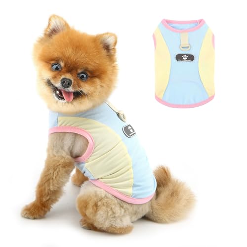PAIDEFUL 犬服 小型犬 冷感 UVカット Tシャツ 春夏用 薄手 通気性 タンクトップ サマードレス 普段着 部屋着 柔らかい 犬の服 ドッグウェア おしゃれ かわいい ペット服 スウェットシャツ 人気 子犬 洋服 猫服 犬猫通用 Dリング 散?,