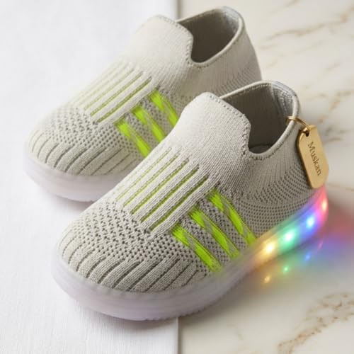 Image of inchJugnu inch LED Light-Up Baby Shoes (0-5 Years) | Soft Sole Comfort for Tiny Feet, Breathable Knit, Easy Slip-On | Magical Glowing Shoes for Happy Kids.