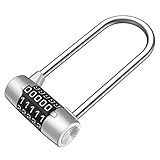 KeeKit 5 Digit Combination Padlock, 4.65 Inch Long Shackle Resettable Padlock, Lengthened Gym Lock Waterproof for School, Employee, Gym & Sports Locker, Gate, Case, Toolbox, Fence - Silver