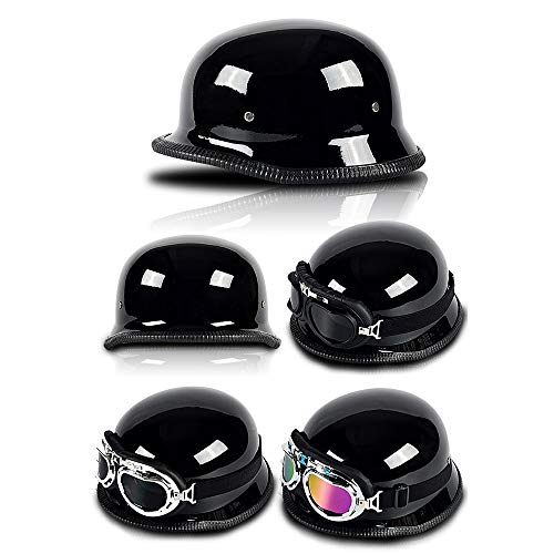 Coche eléctrico Casco Retro Unisex Motocicleta Locomotora Casco Half Protector Solar Casco de Verano Gafas de Protección Gafas de Esquí Snowboard (Color: A2, Tamaño: 27 x 23 x 16 cm)