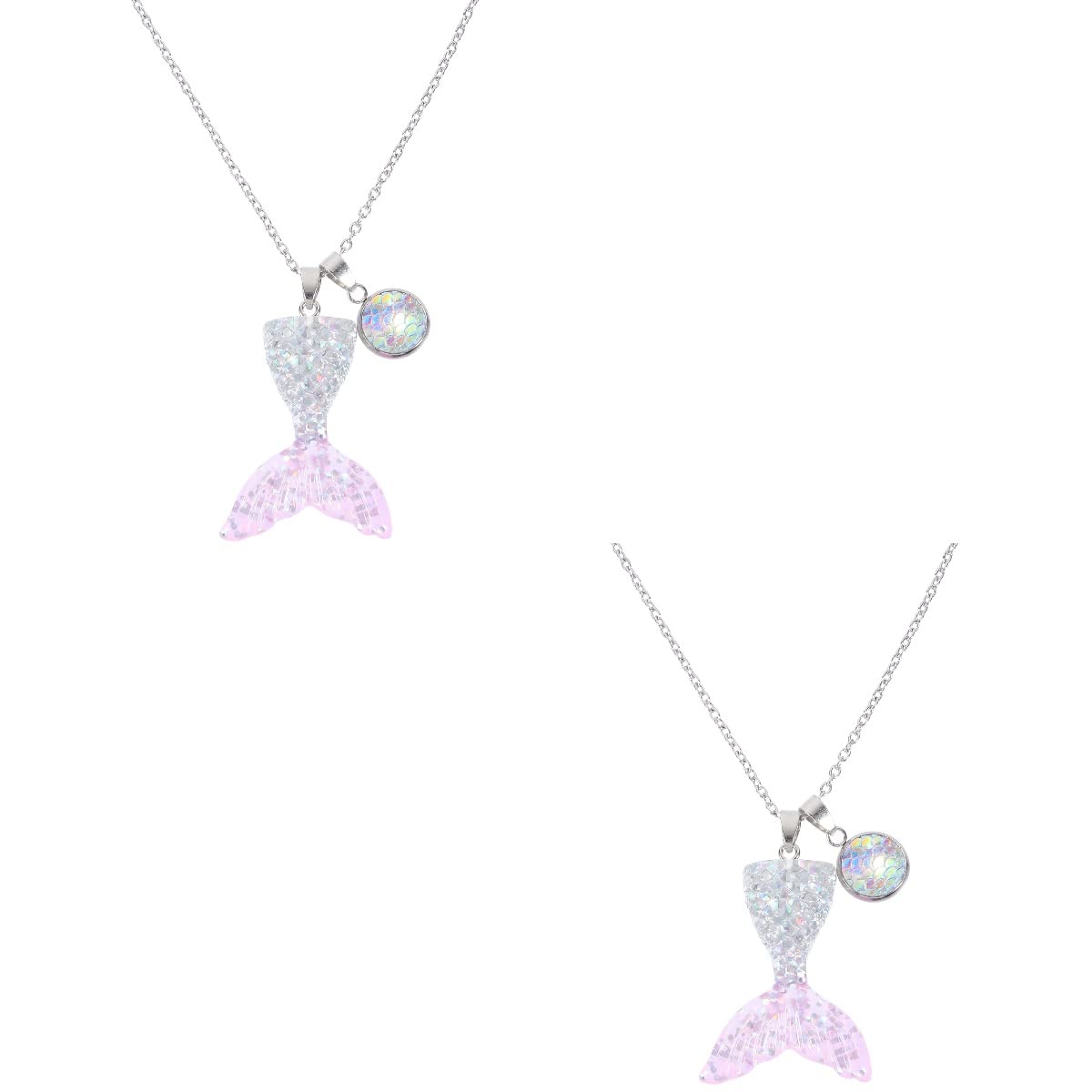 BalacooOcean Fish Necklace 2 pcs Mermaid Tail Necklace Pendant Fishtail Fish Ocean Jewelry Good Luck Necklace Charms Friendship Necklaces Gift for Women Girl Birthday Pink Silver