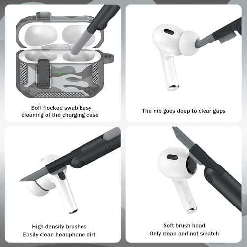Image of FUNGUANGO for AirPods Pro 2 Case with Lock Magnetic Lid MagSafe, Gray