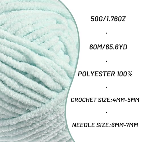 Image of 3 Pack Fluffy Velvet Yarn for Crocheting,Baby Blanket Yarn for Crocheting Soft,150g(196.8yds) Amigurumi Yarns,Plush Chenille Crochet Yarns,Puzzle Yarn for Crochet Weaving Craft(3 Pale Cyan)