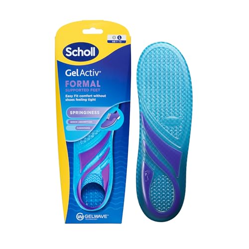 Scholl GelActiv - Plantillas formales para zapatos para hombre, diseño delgado para uso diario en zapatos inteligentes, elasticidad extra con tecnología GelWave, talla 36-40