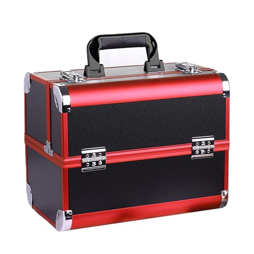 メイクボックス メイク・ボックス コスメボックス 化粧品収納ボックス 化粧ケース 大容量 ボックス プロ用 スライドトレー 持ち運び ハンドル付き メイク収納箱 コスメ ケース コスメ収納 収納 ネイルケース メイク おしゃれ 美容師 自宅用 旅行用(黒と