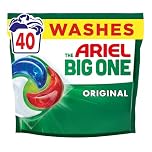Ariel The Big One PODS, Washing Liquid Laundry Detergent Capsules 40 Washes, Original, 2X Stain & Odour Removal, Fast Dissolving Even in Cold