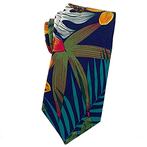 Image of Mantieqingway Floral Ties for Men Skinny Cotton Tie Flower Necktie