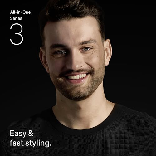 Braun 8-in-1 All-in-One Beard Trimmer & Hair Clipper for Men, Series 3 Grooming Kit with Ultra Sharp Blade, 14 Length Settings (3–21mm), 50-Min Cordless Use, Washable Heads, AIO3545, Black - Image 3