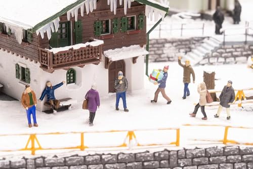 Figurines miniatures Faller 151711 passants en hiver jauge H0 pour maquettes