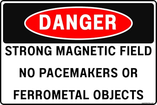 Danger Strong Magnetic Field Sign – No Pacemakers or Ferrometal Objects, 8x12 Rust-Resistant Aluminum High Visibility Safety Sign for MRI/Industrial Magnet Areas by CGAP Safety