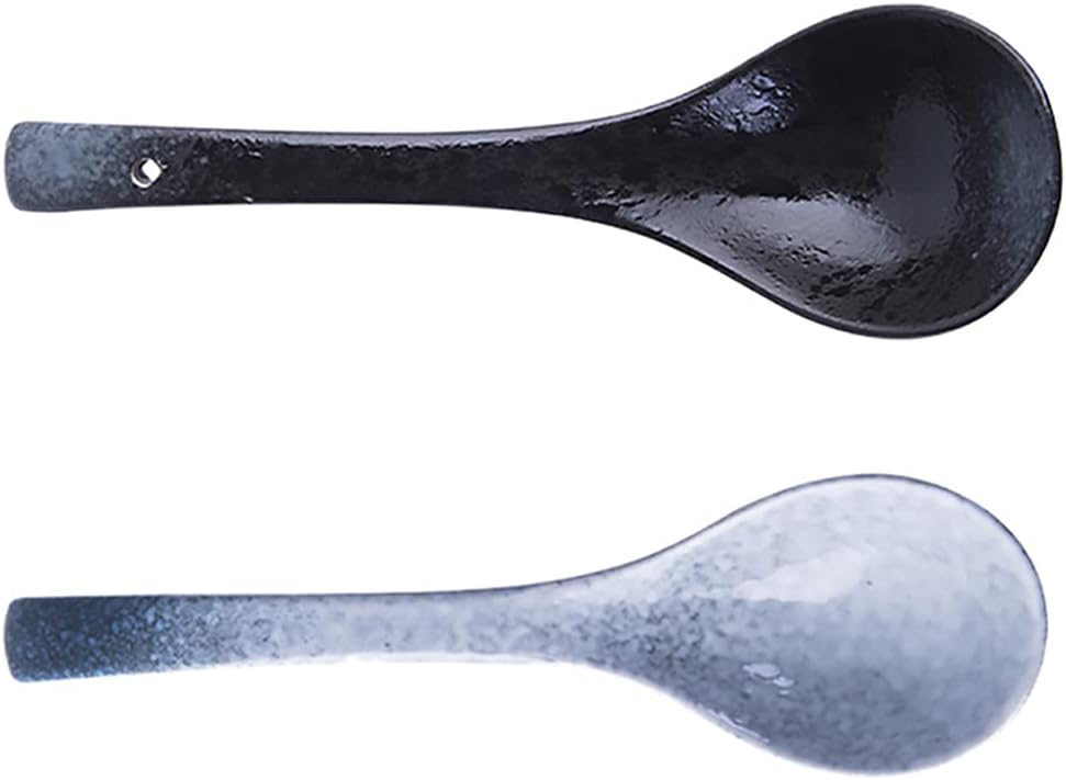 Cabilock Sugar Serving Spoons 2 Pcs Chinese Rice Spoon Ceramic Soup Spoon Japanese Style Spoon Porcelain Ladle Spoon for Kitchen Restaurant Serving Spoons Serving Spoons Serving Spoons : Home & Kitchen